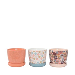 Anya Planter Pot 12x10cm - 3 Assorted Designs in PDQ Tray